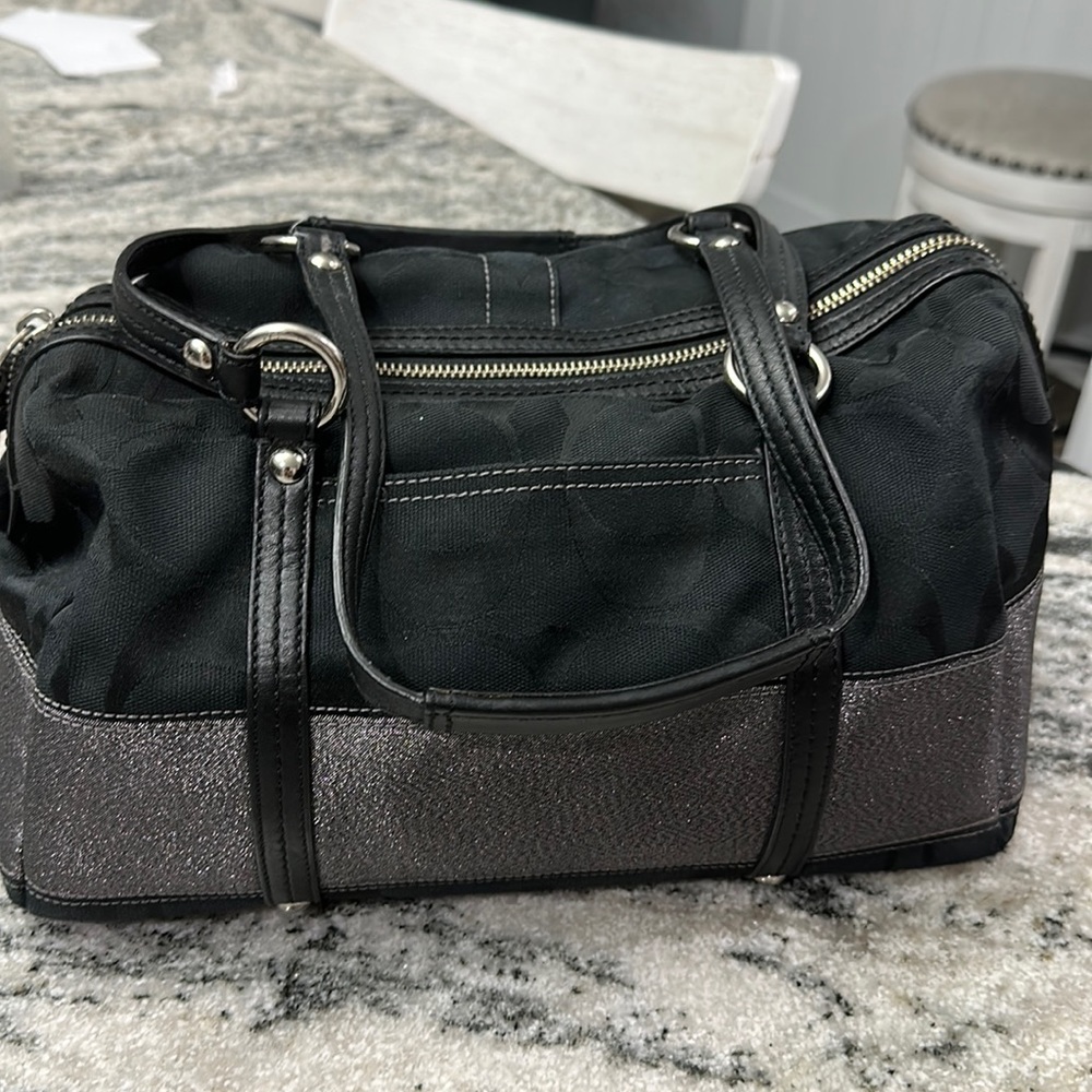 Black Glitter Stripe Coach Monogram